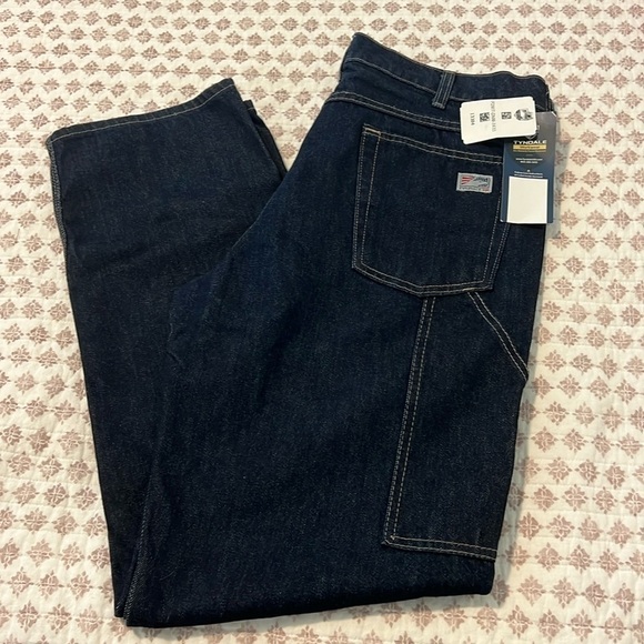 NWT Tyndale FRMC Flame Resistant Carpenter Work Pants Jeans 34 x 33 Dark Wash - Picture 3 of 17